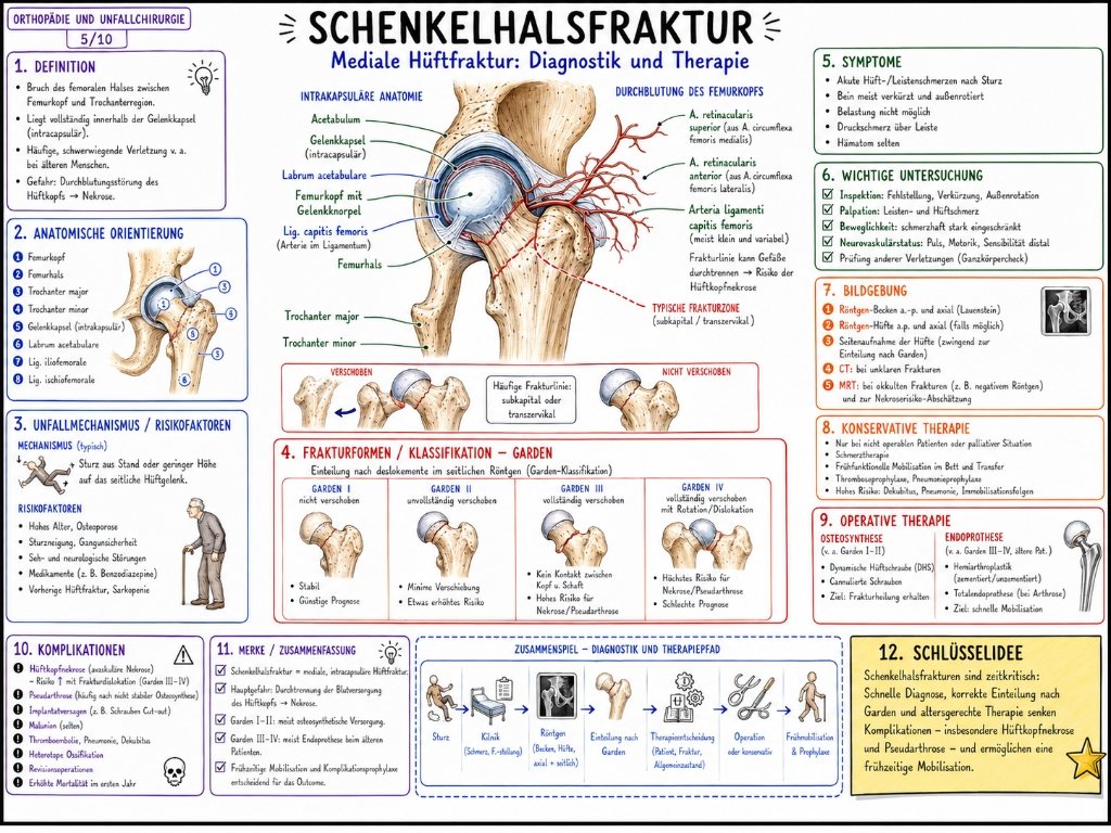 Schenkelhalsfraktur: Mediale Hüftfraktur, Diagnostik und Therapie