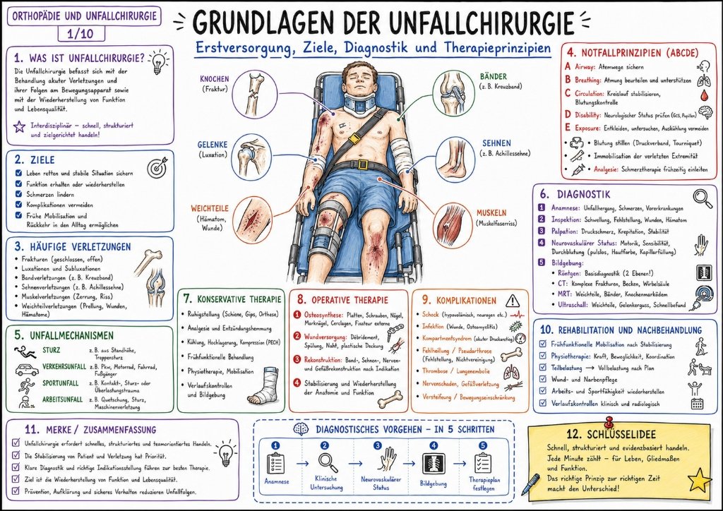 Grundlagen der Unfallchirurgie: Erstversorgung, Ziele, Diagnostik und Therapieprinzipien