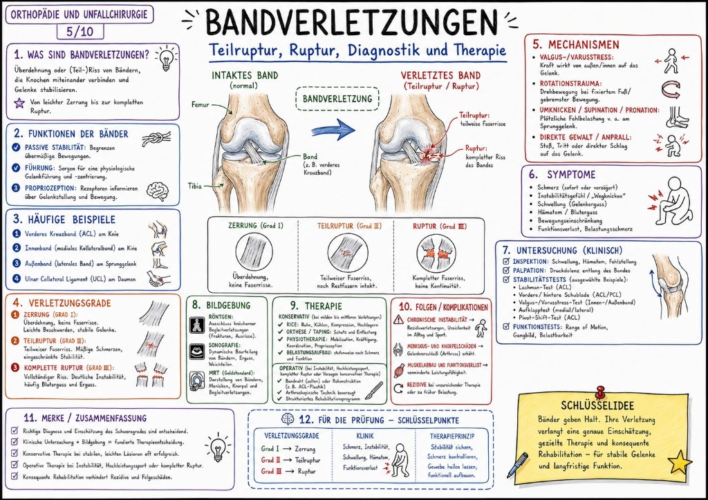 Bandverletzungen: Teilruptur, Ruptur, Diagnostik und Therapie